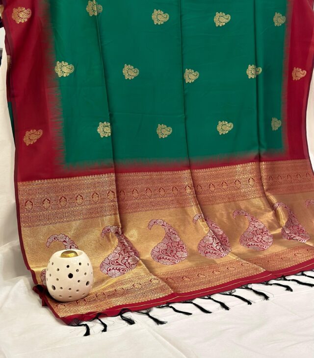 Stunning designer saree with vibrant digital prints and intricate patterns.