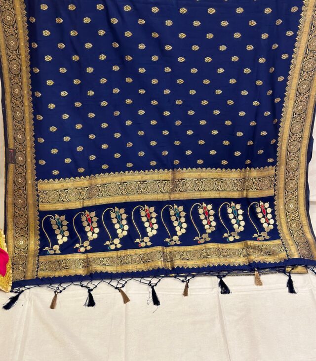 Beautiful Banarasi saree showcasing intricate designs.