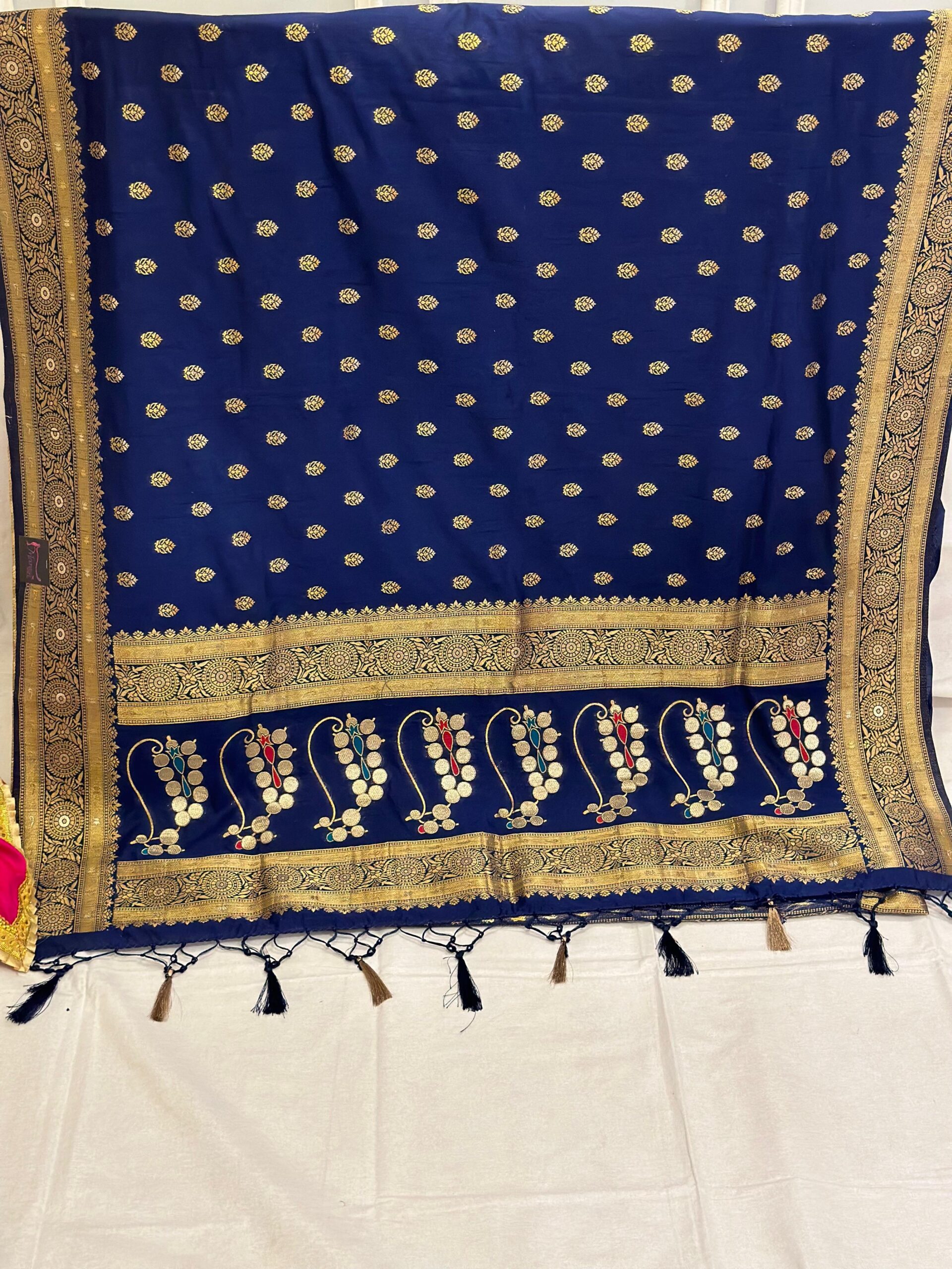 Beautiful Banarasi saree showcasing intricate designs.