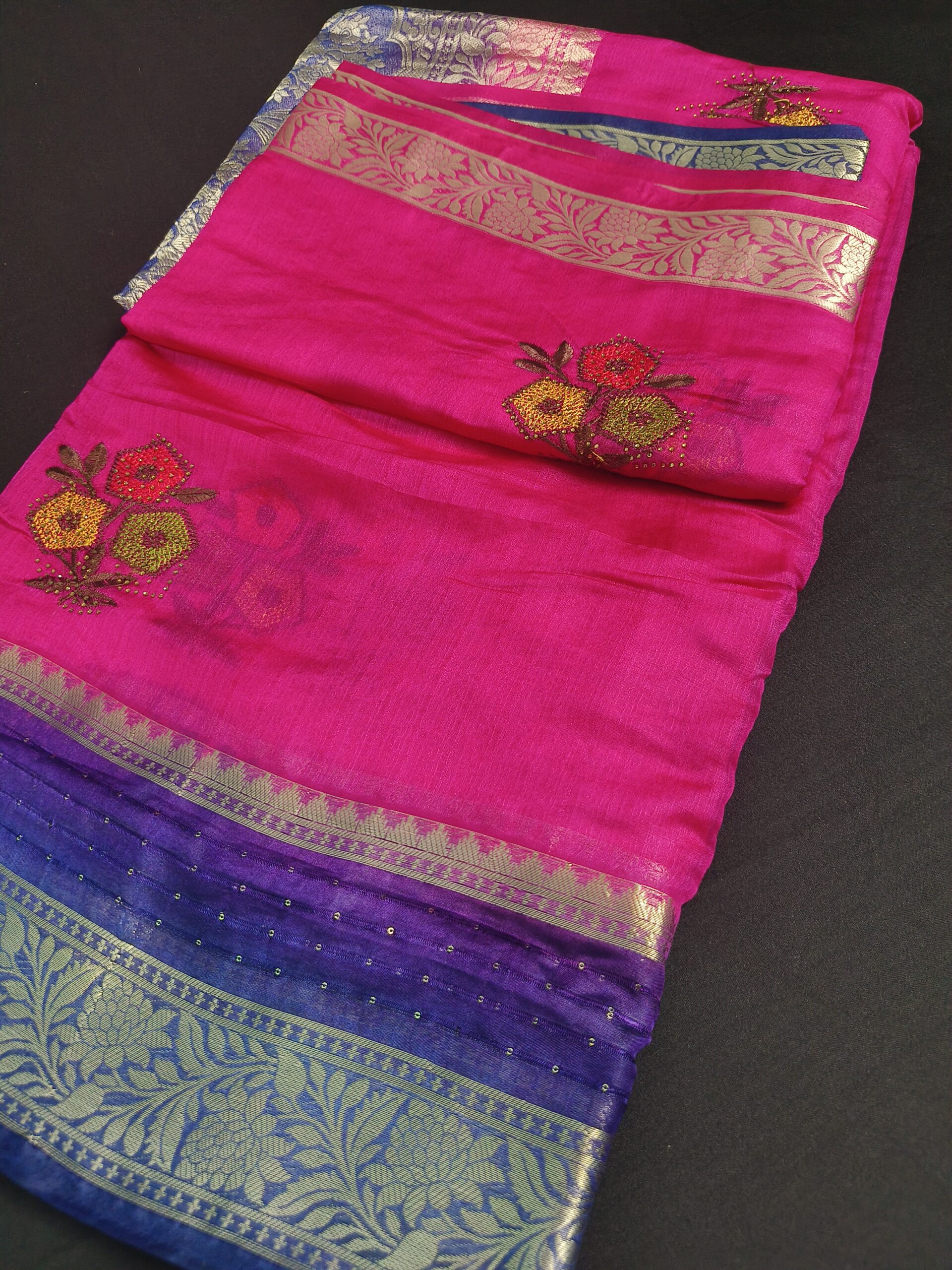 Elegant Chanderi saree featuring intricate patterns.